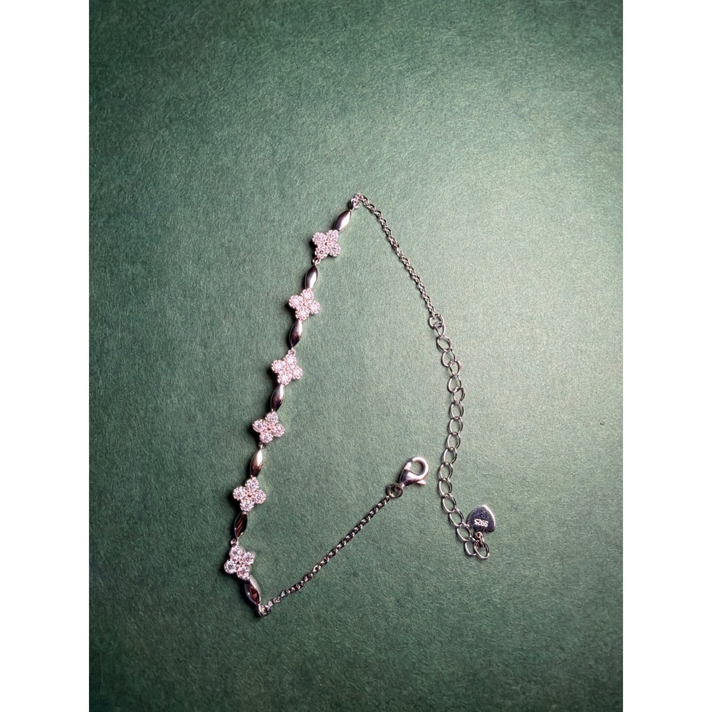 S925 Sterling Silver Moissanite Clover Bracelet D Color GRA Certified 8.5"